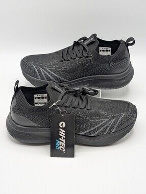 Hi-Tec Pro Men's 9W Black Knit Slip-On Running LaceUp Athletic Sneakers